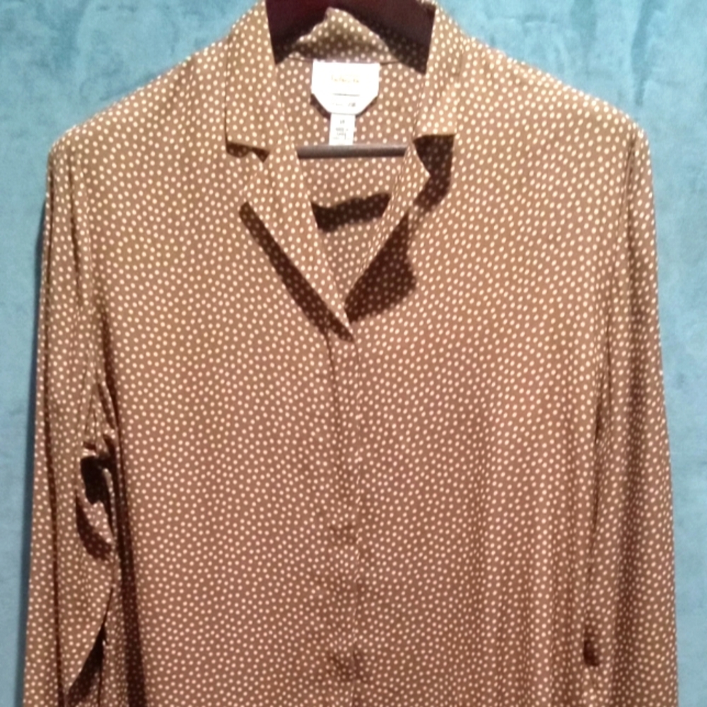 Silk Crepe de Chine Blouse Size 16 Talbots NWOT